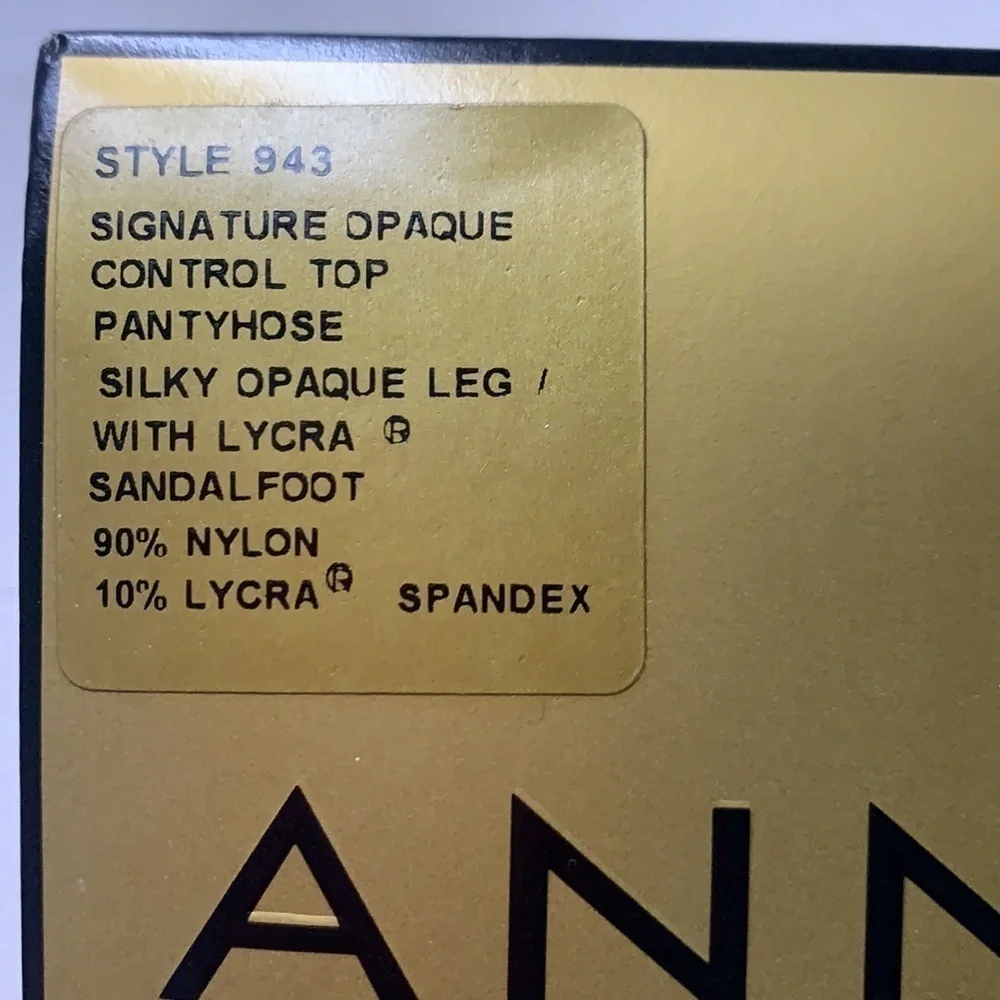 NWT Anne Klein Signature opaquecontrol top black navy pantyhose with Lycra